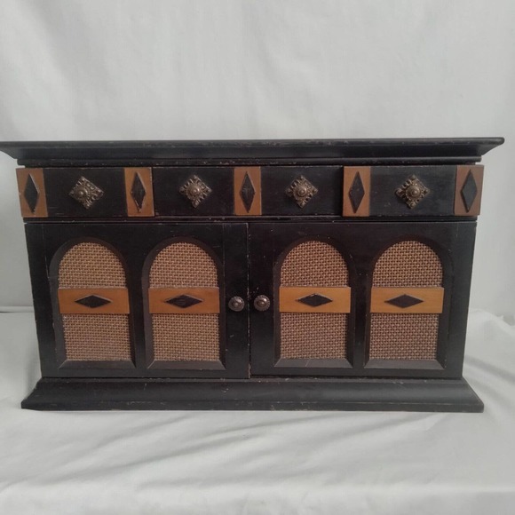Vintage Large Genuine Wood Jewelry Box 14 Drawers 17.5 X 10...
